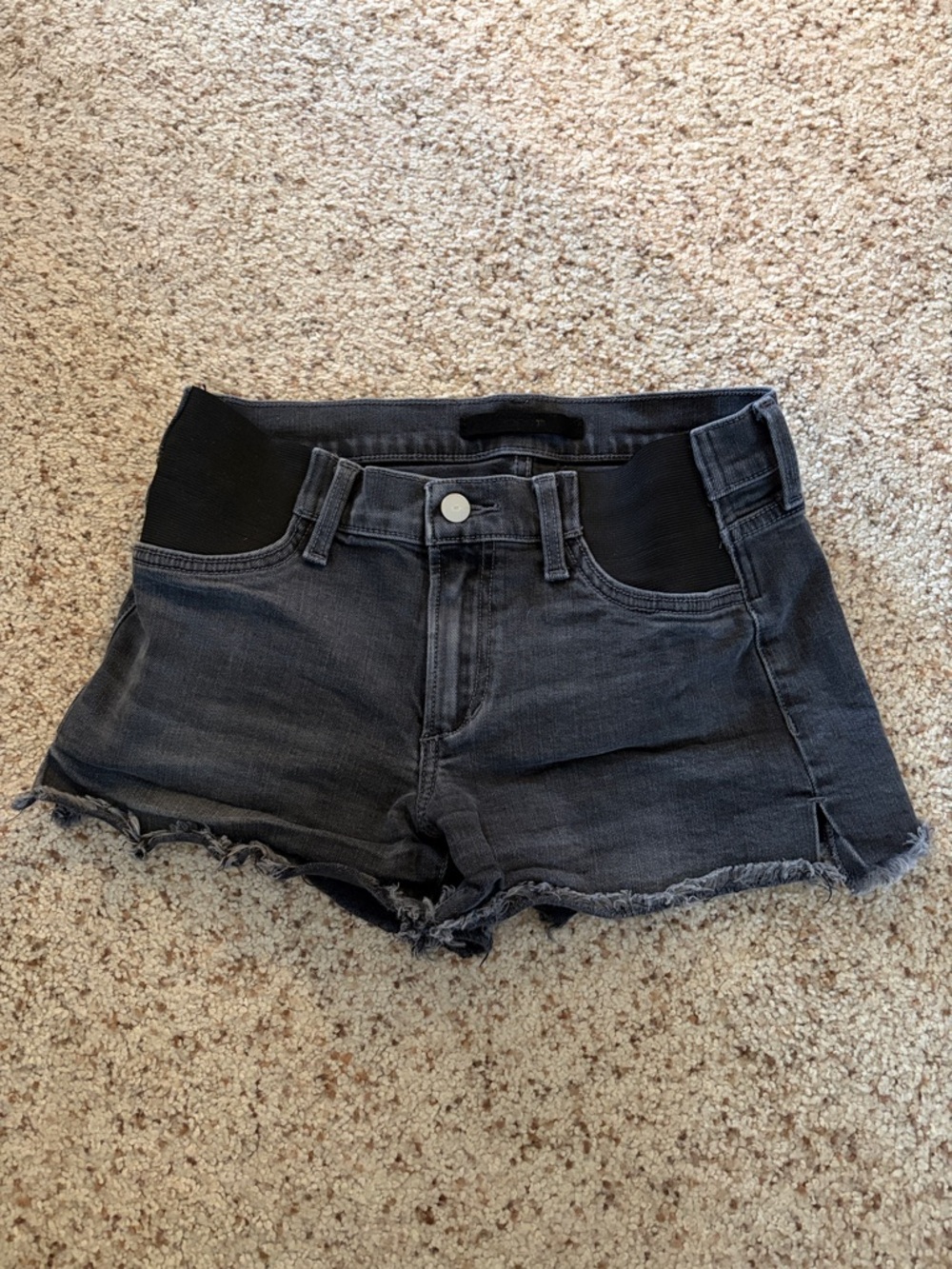 Joe's Jeans Black Frayed Hem Maternity Denim Shorts